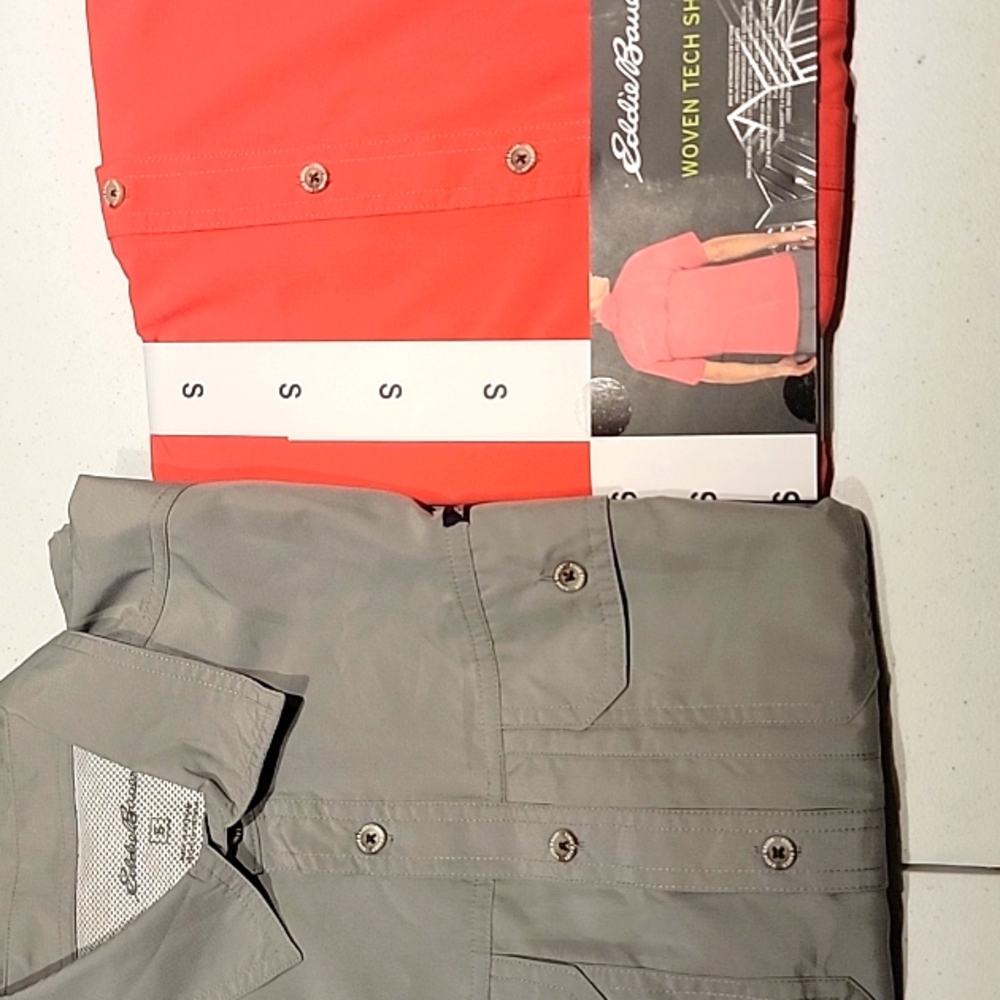 2 NWT Eddie Bauer Men's Woven Tech Shirts MSRP $80 ea